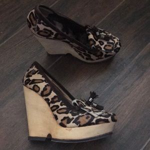 Sam Edelman Animal print cowhide platform moccasin